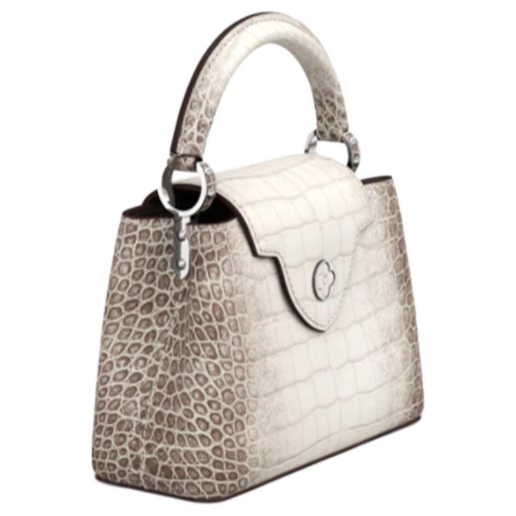 LOUIS VUITTON Capucines Matte Crocodile Leather Capy Sine Handbag Women's White Brown