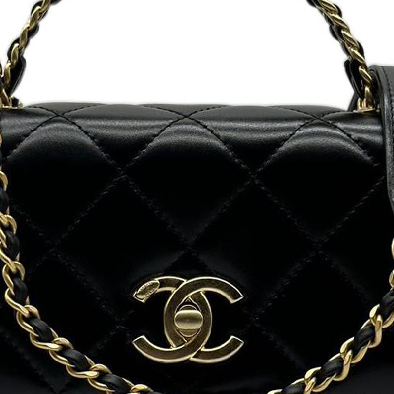 CHANEL Sheepskin Chain Bag, Flap Bag, Handbag, Shoulder Bag, Crossbody Bag Mini Women's Black