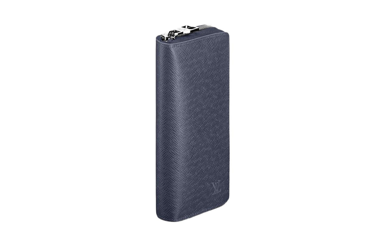 LOUIS VUITTON Smooth Leather Wallet Regular Men's Blue Ocean