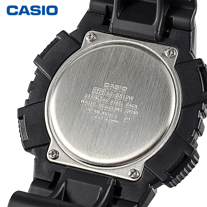 CASIO Tough Solar Solar Sports Waterproof Electronic For Men Solar Powered Mens Black Analog AQ-S810W-1AVDF