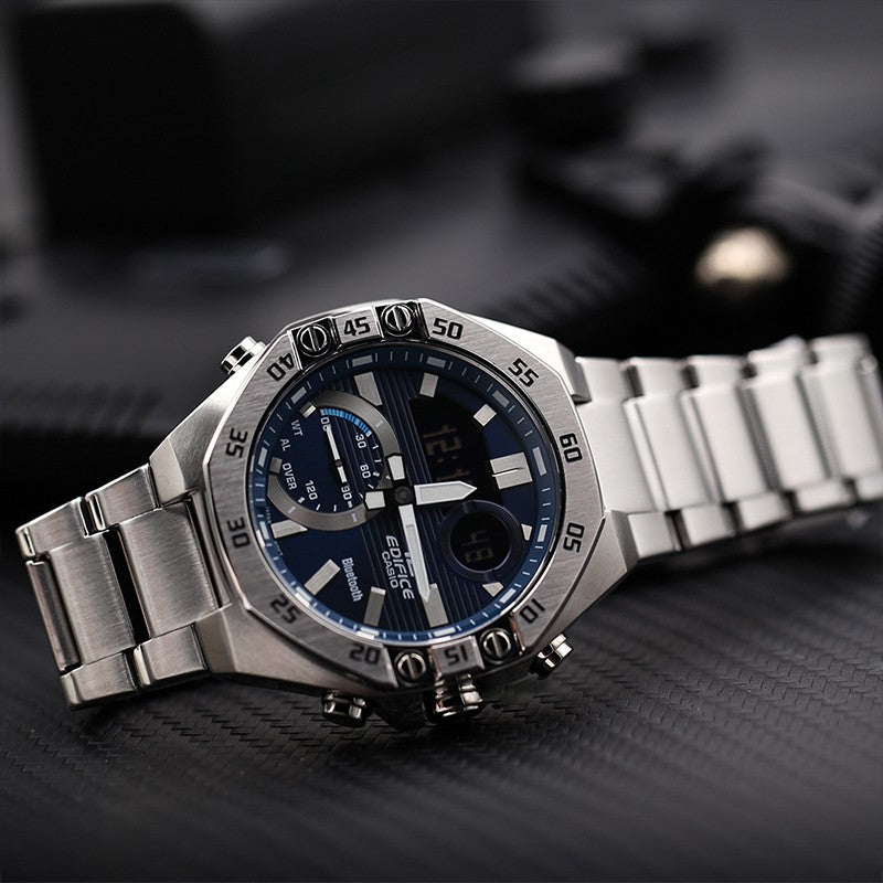 Casio Edifice Waterproof Analog-Digital Watch 'Marine Blue Silver' ECB-10D-2ADF