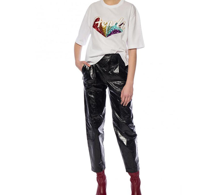 FENDI Sequin With Logo Short Sleeve White FS7011-A5HU-F0ZNM