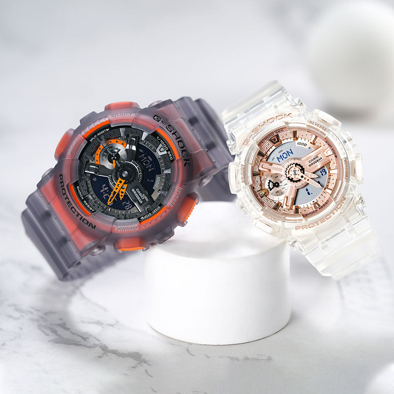 CASIO G-Shock Analog-Digital 'Black White' GA-110LS-1APR&GMA-S110SR-7APR