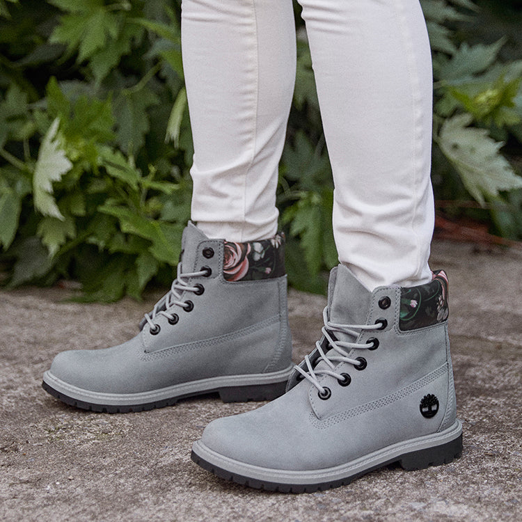 (WMNS) Timberland 6 Inch Heritage Waterproof Boot 'Medium Grey with Floral' A2GAFW