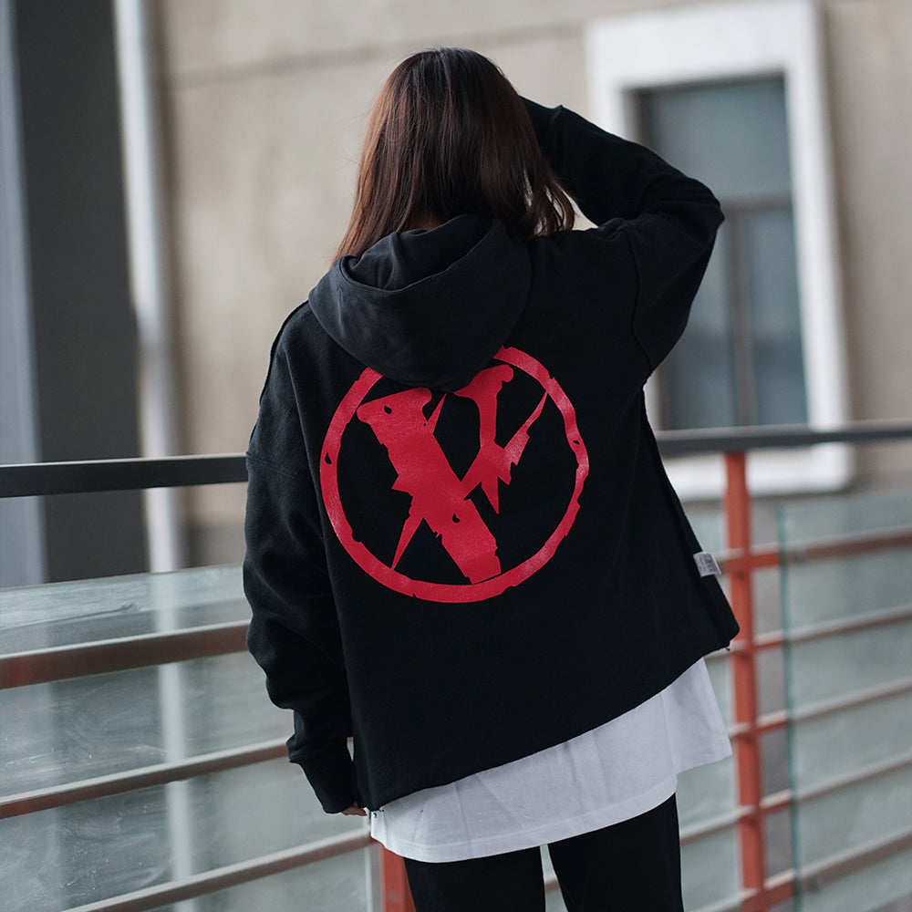 VLONE x Fragment Design Unisex Logo Sweatshirt Black/Red VLHD17FW006