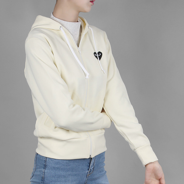 (WMNS) COMME des GARCONS PLAY Zip Hoodie Big Black Heart 'Beige' AZ-T253-051-3