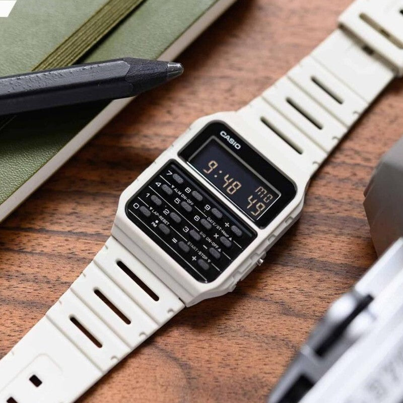 CASIO Unisex YOUTH Calculator Multi-function Waterproof Unisex Mens White Digital CA-53WF-8B