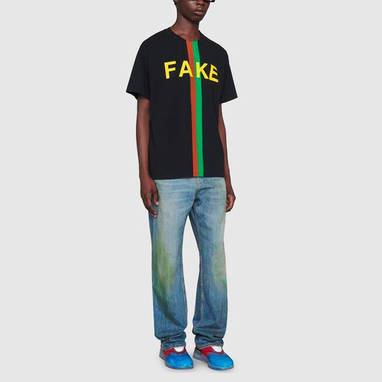 Gucci Fake/Not Print Oversize T-Shirt 'Black' 616036-XJCXX-1082