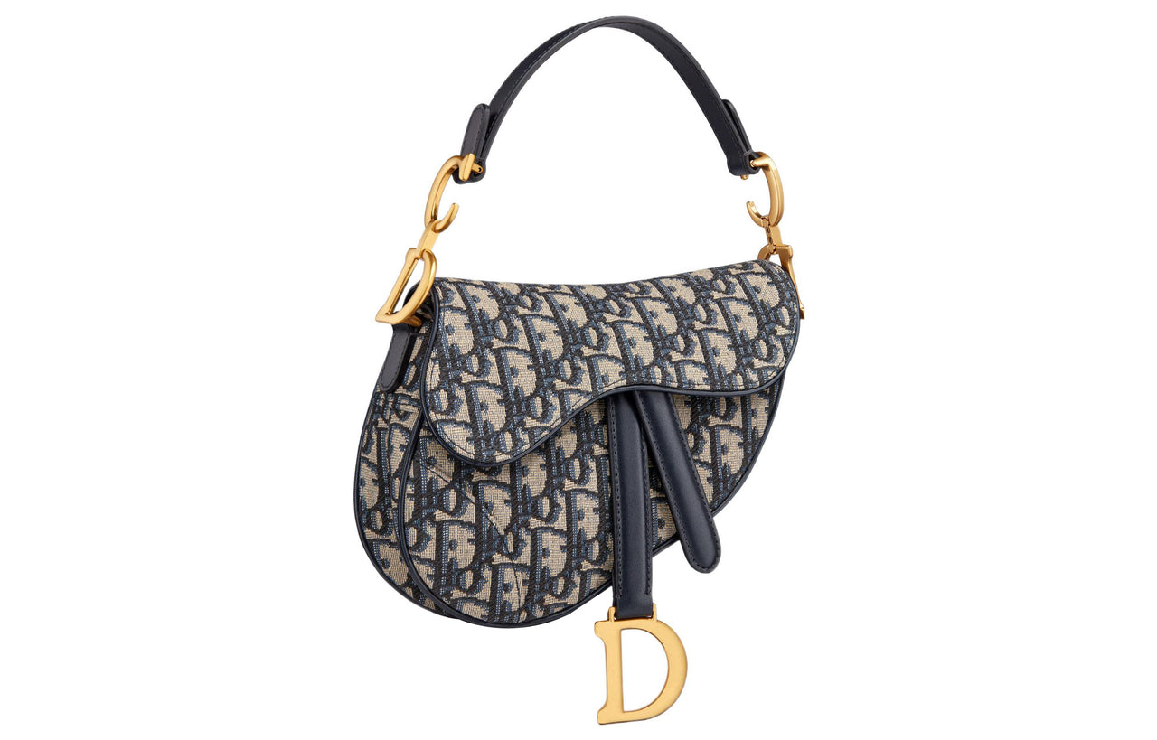 DIOR Saddle Fabric Saddle Bag, Shoulder Bag, Crossbody Bag, Handbag Mini Women's Blue