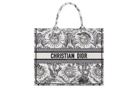 DIOR BookTote Soleil Jouy Print Embroidery Tote Bag, Shopping Bag, Shoulder Bag, Handbag Tubas Women's White & Black