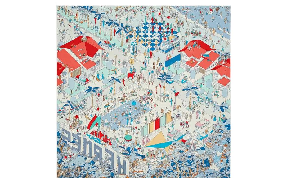 HERMES Silk Scarves Women's Blue
