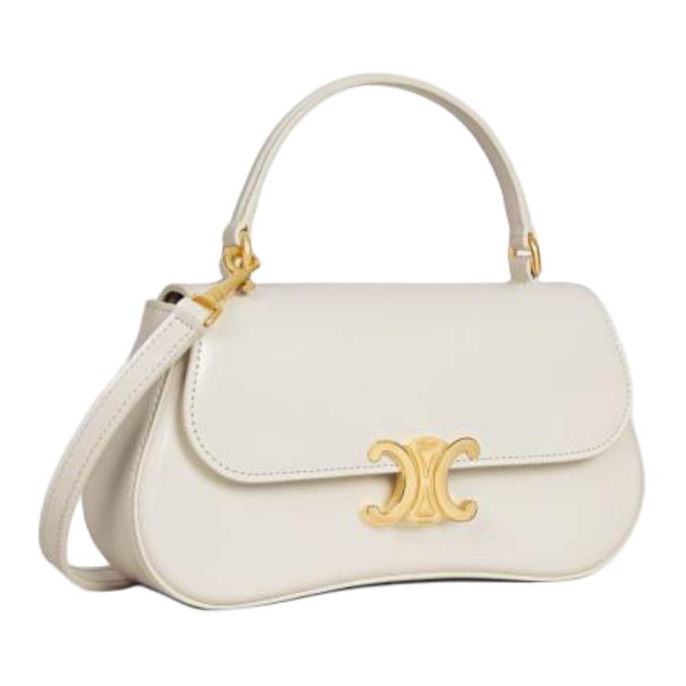 CELINE Calfskin Shoulder Bag, Crossbody Bag, Handbag Women's Ecru