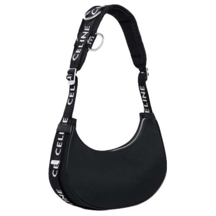 CELINE AVA Fabric Shoulder Bag Handbag Medium Size Men's Black