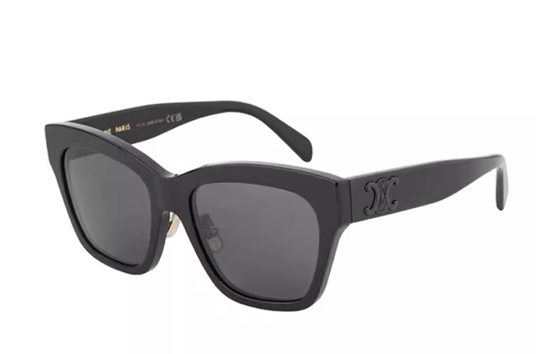 CELINE Plate Frame Irregular Shape Sunglasses Women's Black