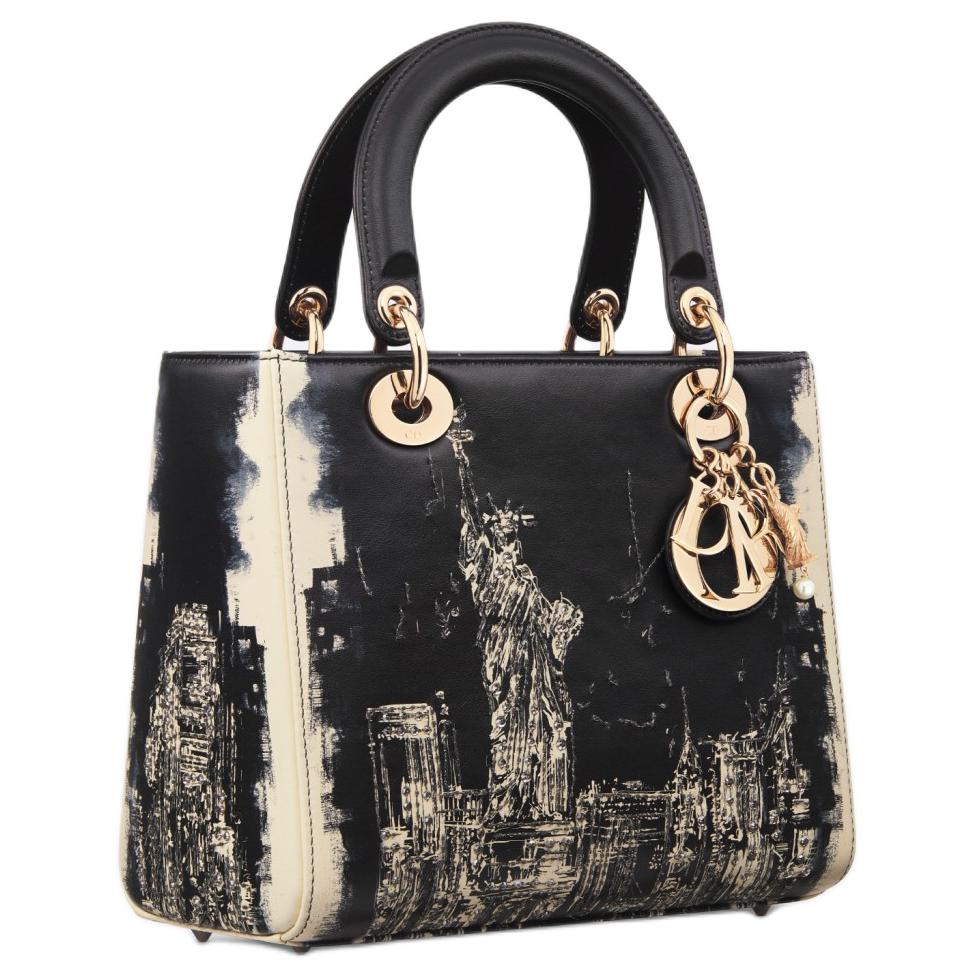 DIOR Lady Dior Calfskin Lady Dior Bag, Shoulder Bag, Crossbody Bag, Handbag Medium Size Women's Black