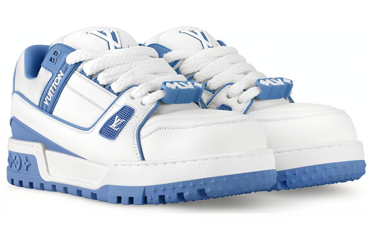 LOUIS VUITTON Trainer Maxi Little Chubby Ding Low-Top Skateboard Shoes Women's White Blue