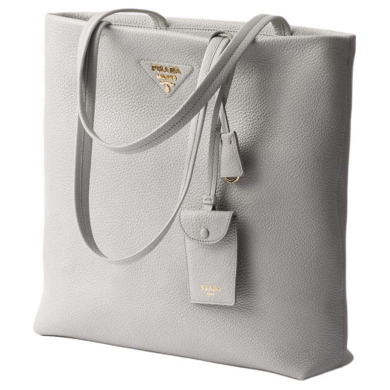 PRADA Calfskin Tote Bag Shopping Bag Shoulder Bag Handbag Large Size Women's Granite Gray
