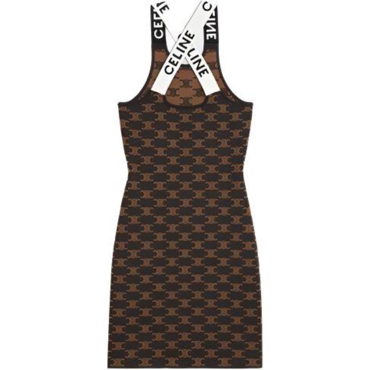 CELINE FW22 Sleeveless Dress Women's Brown