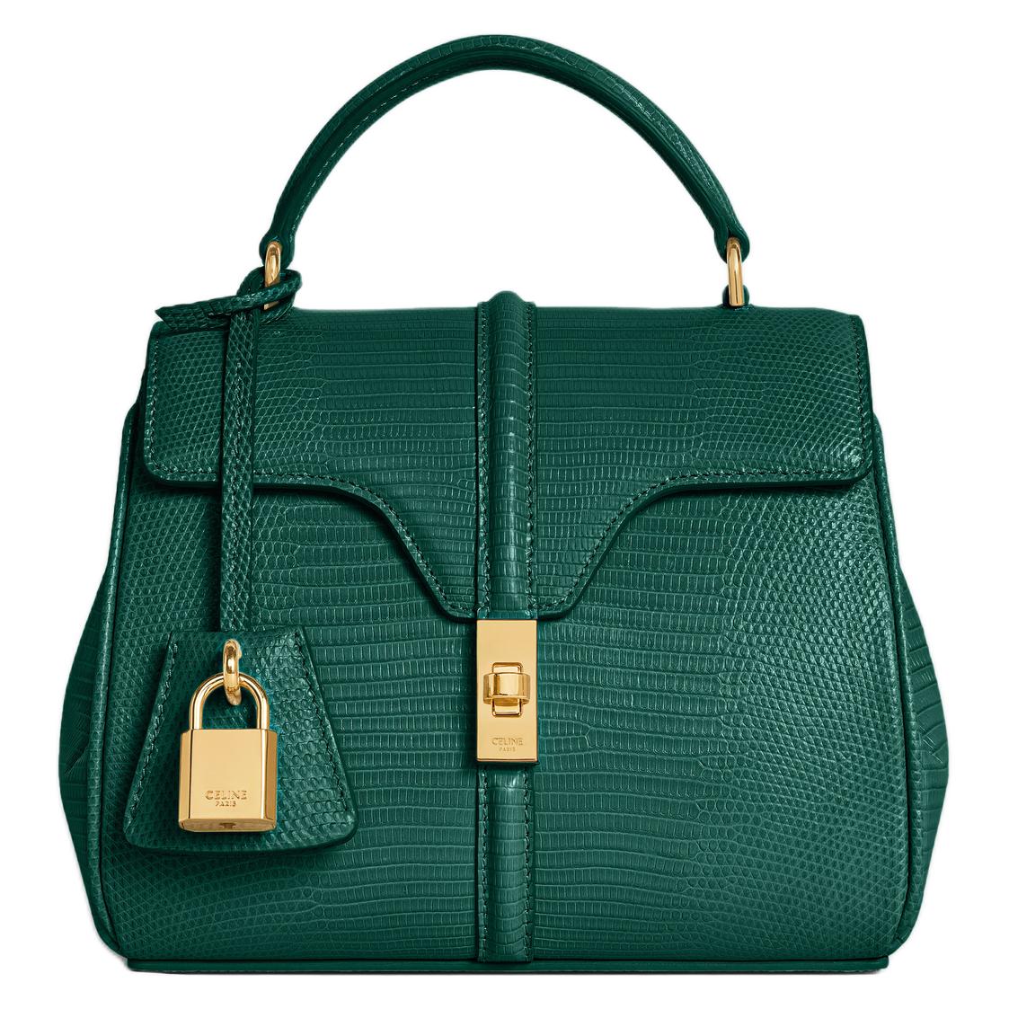 CELINE Lizard Skin Shoulder Bag Crossbody Bag Handbag Mini Women's Racing Green