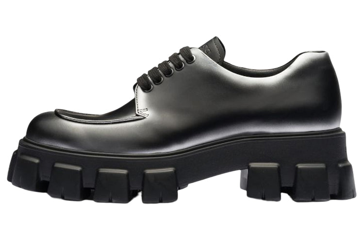 PRADA Moonlith Brushed Leather Lace-up Shoes
