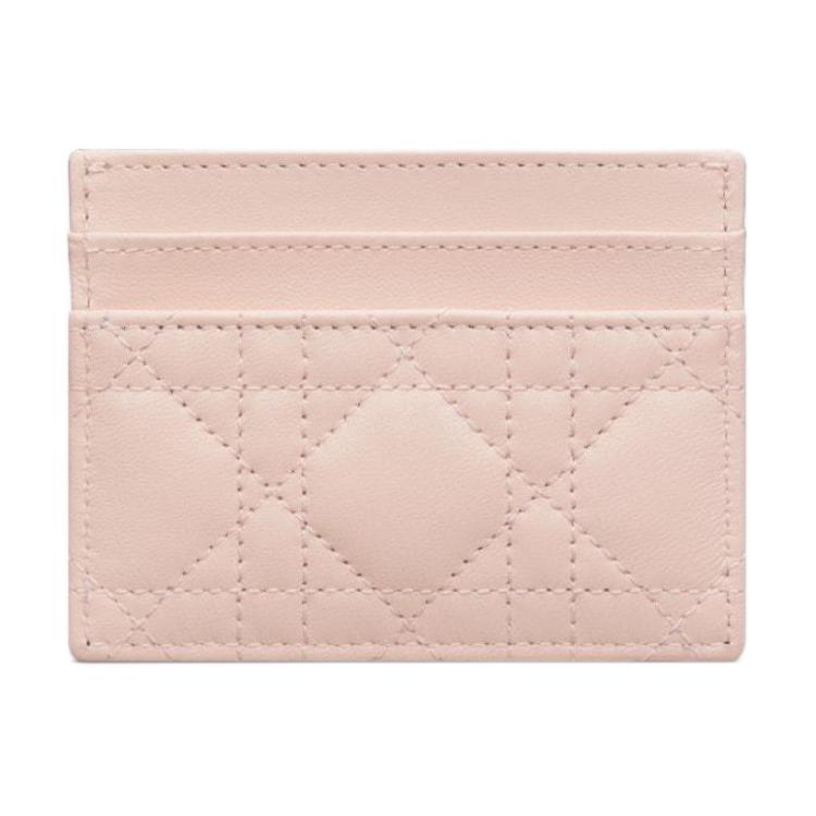DIOR Sheepskin Card Holder Women's Rouge Pink