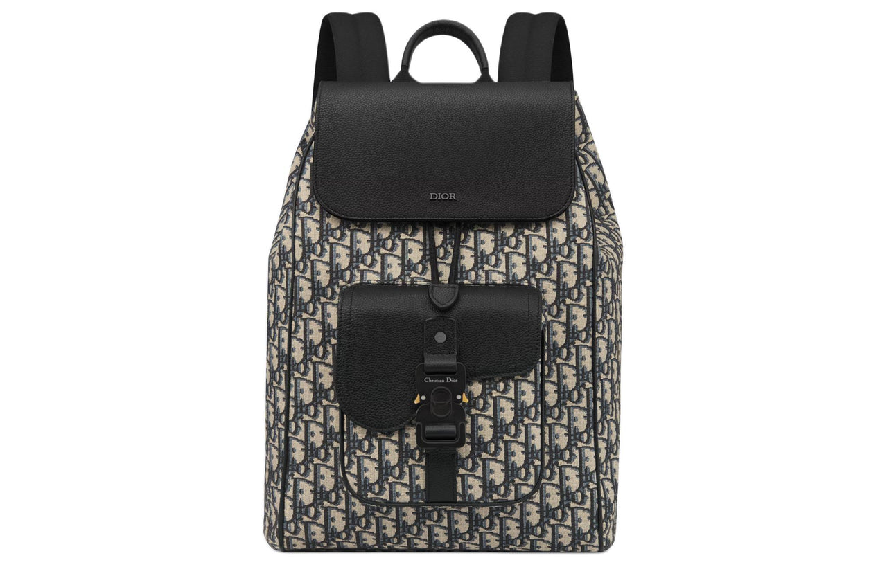 DIOR Grained Calfskin Backpack Men's Beige & Black