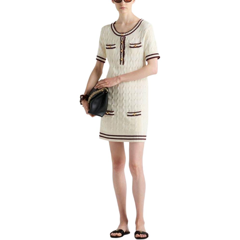 PRADA Round neck Knitted Cotton Mini Dress