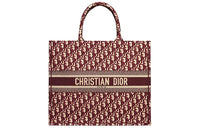 DIOR BookTote Embroidery Tote Handbag One Shoulder Handbag Large Size Women's Burgundy