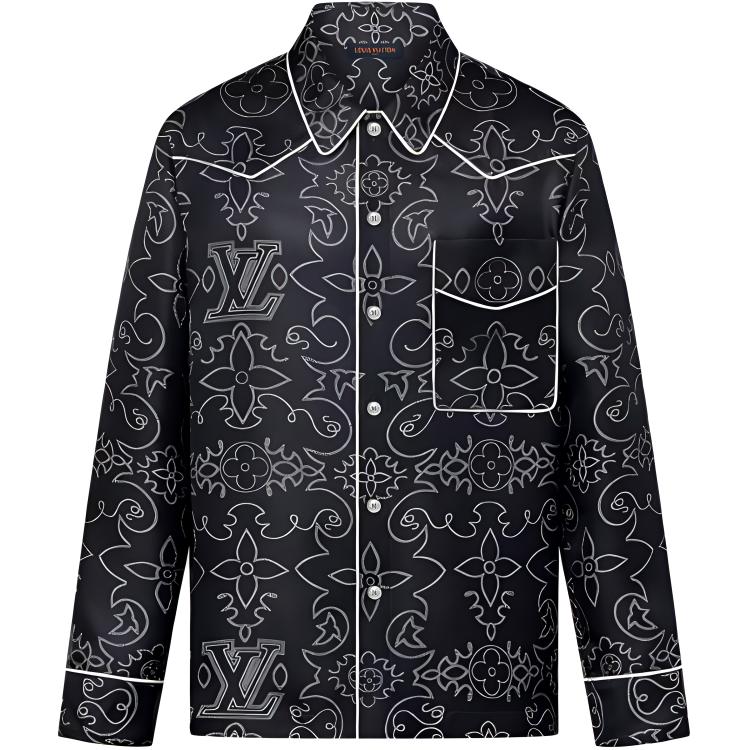LOUIS VUITTON Printed Long-Sleeved Silk Pyjama Overshirt