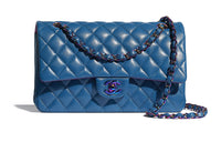 CHANEL Lambskin With Rainbow Metal Chain Bag Crossbody Bag Shoulder Bag Women's Blue