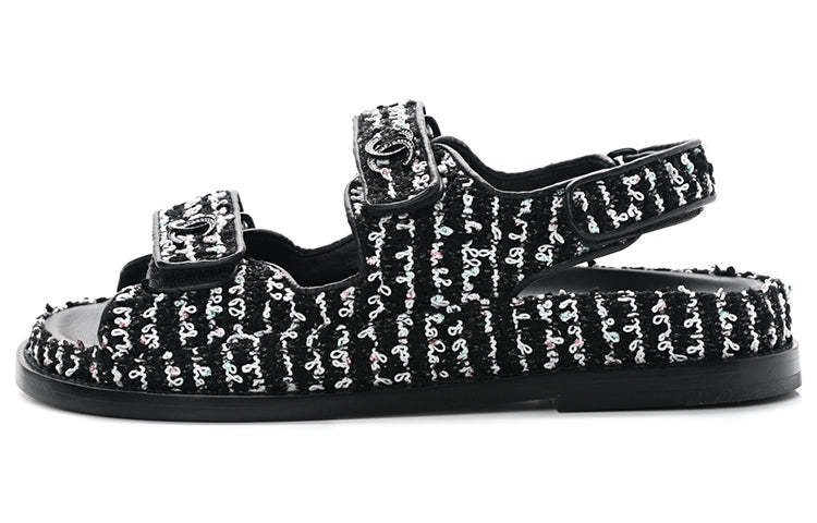 CHANEL Beach Sandals Women's Black