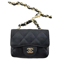 CHANEL Grained Calfskin Fanny Pack Mini Women's Black