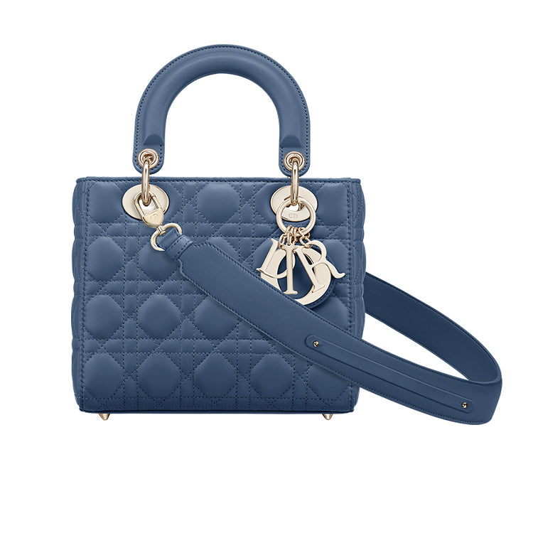 DIOR Lady Dior Wicker Pattern Lambskin Lady Dior Bag, Shoulder Bag, Crossbody Bag, Handbag Mini Women's Denim Blue