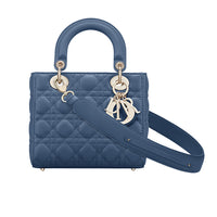 DIOR Lady Dior Wicker Pattern Lambskin Lady Dior Bag, Shoulder Bag, Crossbody Bag, Handbag Mini Women's Denim Blue