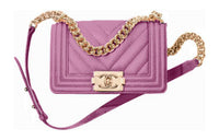 CHANEL Leboy Embossed Calfskin With Grains Shoulder Bag Crossbody Bag Women's Purple