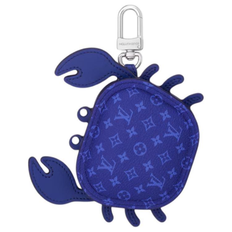 LOUIS VUITTON Crab Leather Crab Bag Coin Purse Earphone Case Charm Bag Merch Men's Indigo