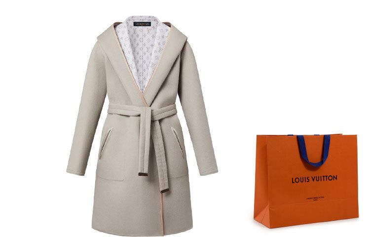 LOUIS VUITTON Reversible Signature Hooded Wrap Coat