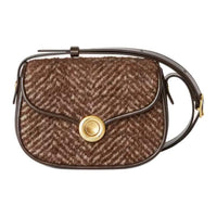 Loro Piana Ghiera Wool Shoulder Bag Crossbody Bag Mini Women's Deep Licorice Chocolate