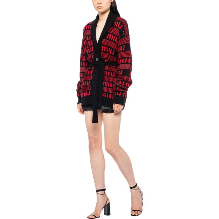 MIU MIU FW22 Loose Fit Knitwear Women's Black Red