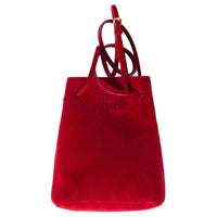 MIU MIU Suede Shoulder Bag Mini Women's Gemstone Ruby