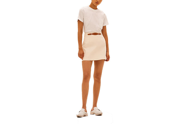 HERMES Leather Short Skirts Women's White