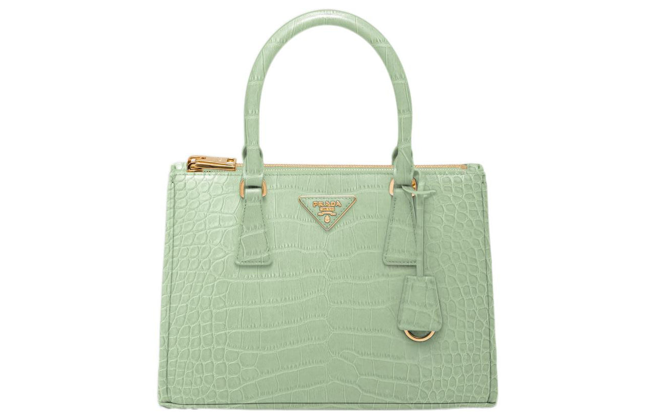 PRADA Galleria Killer Bag Crocodile Leather Shoulder Bag Crossbody Bag Handbag Medium Size Women's Light Green