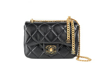 CHANEL Classic Flap CF Square Chubby Sheepskin Mouth Cover Bag Crossbody Bag Small Size Women's Black