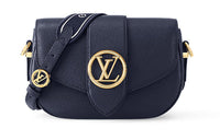 LOUIS VUITTON Pont Grained Calfskin Shoulder Bag Crossbody Bag Medium Size Women's Marine Blue