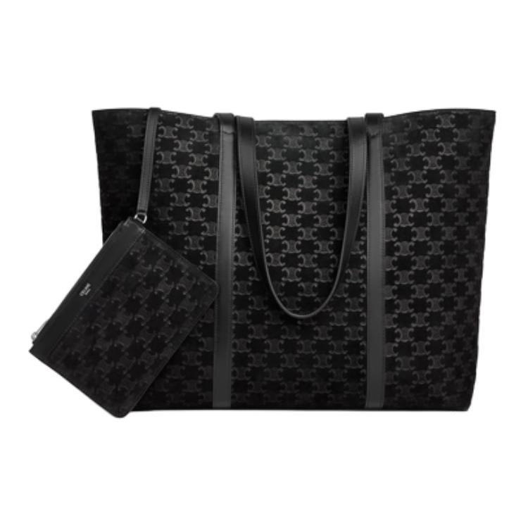 CELINE Suede Tote Bag Shopping Bag Shoulder Bags Women's Black