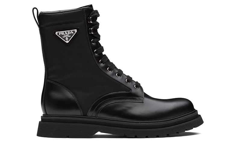 PRADA Logo-plaque Panelled Ankle Boots