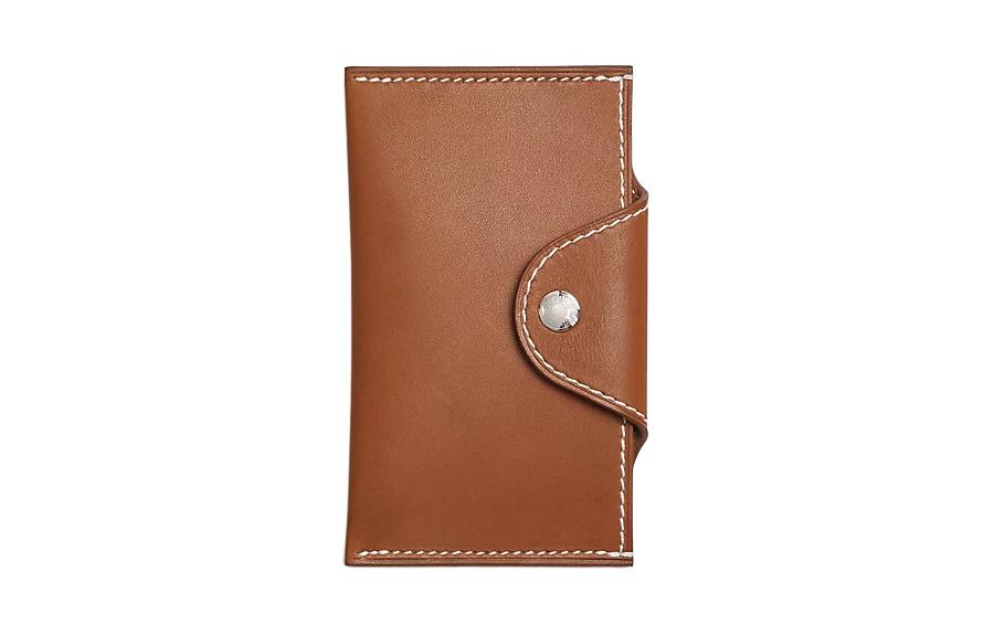 HERMES Iliade Barenia Calfskin Card Holder Women's 34 Fauve Light Tawny