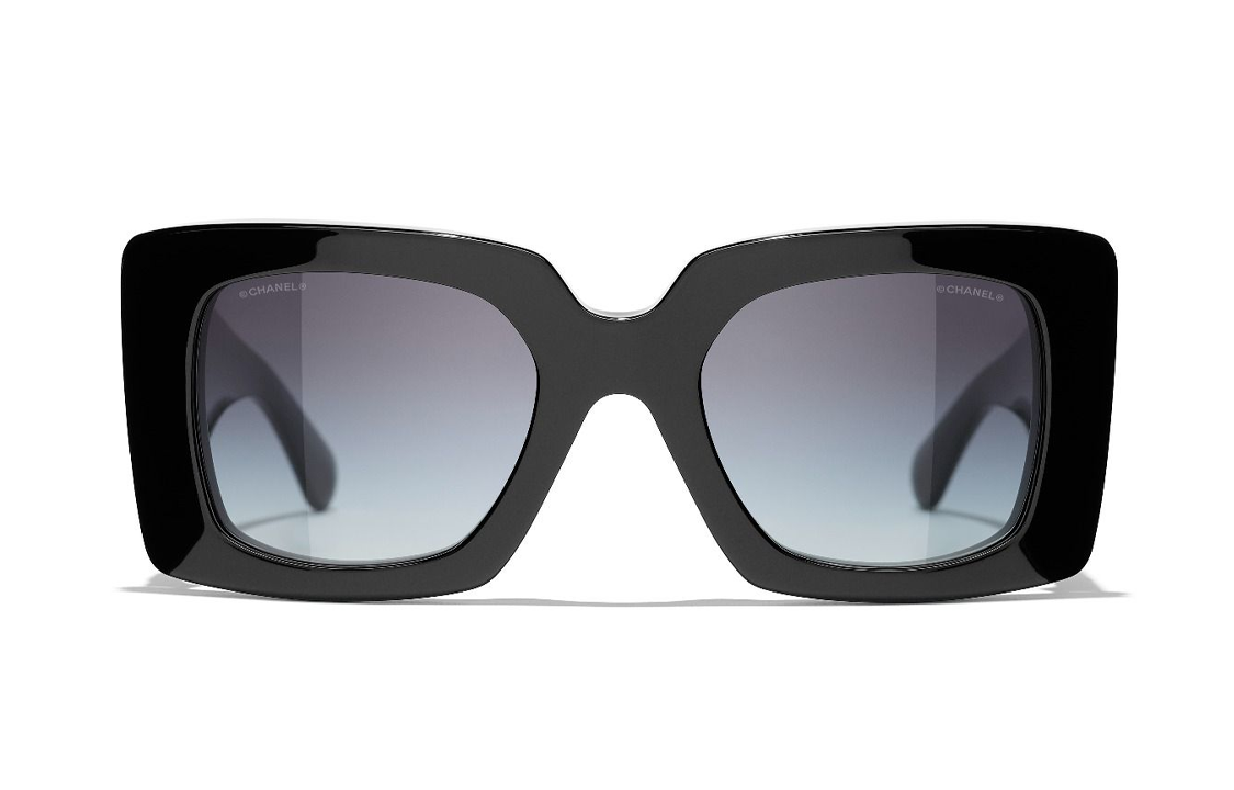 CHANEL Plate Frame Butterfly Sunglasses Women's Black