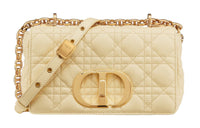 DIOR Caro Soft Cow Leather Shoulder Bag, Crossbody Bag, Handbag Trumpets Women's Light Yellow
