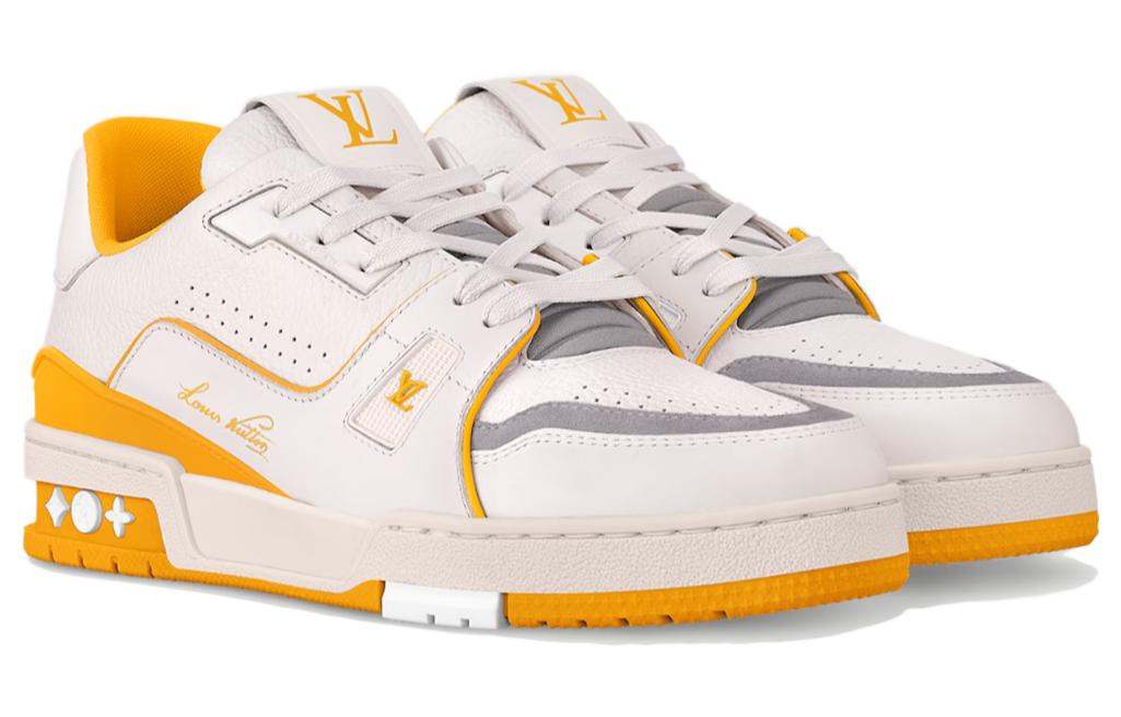 LOUIS VUITTON Trainer Low Top Skateboard Shoes Women's Yellow White